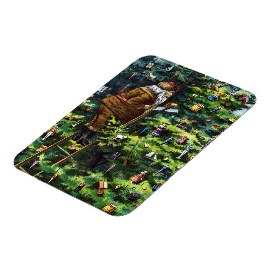 サンタビクトリアンクロースと木 マグネット (左側)