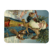 サンタビクトリアンクロースと木 マグネット (横)