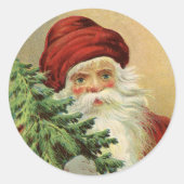 サンタビクトリアンクロースと木 ラウンドシール (正面)