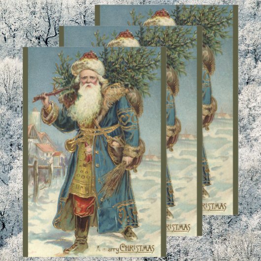サンタビクトリアンクロースと木 ラッピングペーパーシート