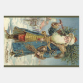 サンタビクトリアンクロースと木 ラッピングペーパーシート (正面)