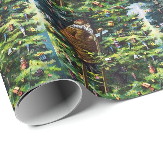 サンタビクトリアンクロースと木 ラッピングペーパー (ロールコーナー)