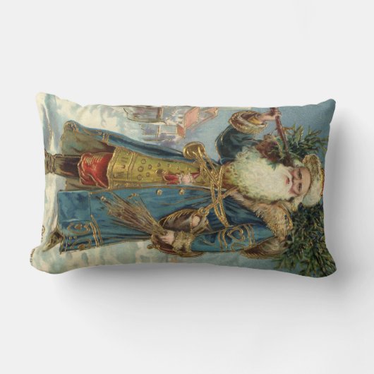 サンタビクトリアンクロースと木 ランバークッション (正面)