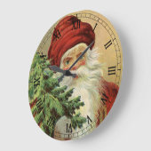 サンタビクトリアンクロースと木 ラージ壁時計 (傾斜)