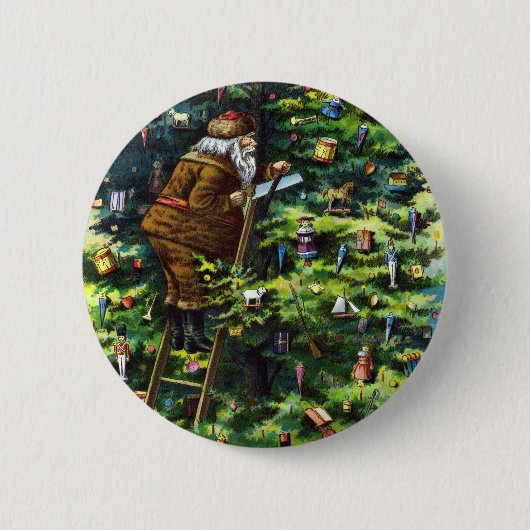 サンタビクトリアンクロースと木 缶バッジ (正面)