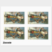 サンタビクトリアンクロースと木 長方形シール (シート)