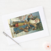 サンタビクトリアンクロースと木 長方形シール (封筒)