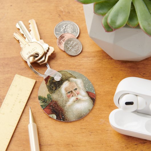 サンタビクトリアンクロースと松 キーホルダー (デスク)