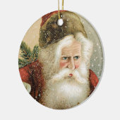 サンタビクトリアンクロースと松 セラミックオーナメント (左)