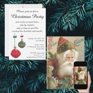 サンタビクトリアンクロースと松 招待状