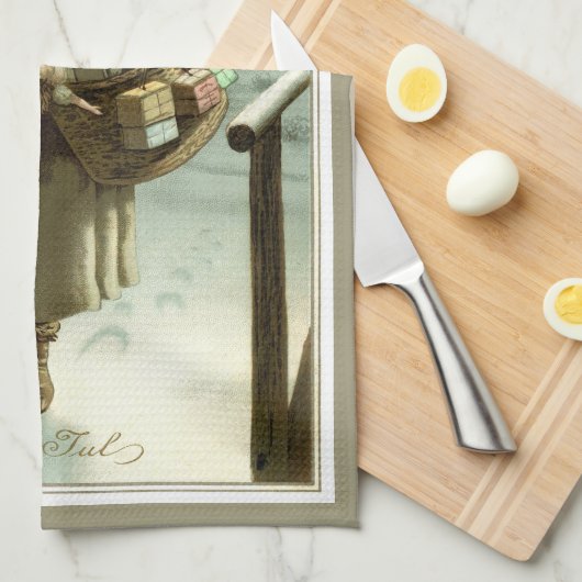 サンタビクトリアンクロースのおもちゃつき キッチンタオル (四つ折り)