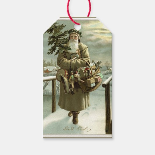 サンタビクトリアンクロースのおもちゃつき ギフトタグ (正面)