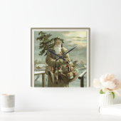 サンタビクトリアンクロースのおもちゃつき スクエア壁時計 (ホーム)