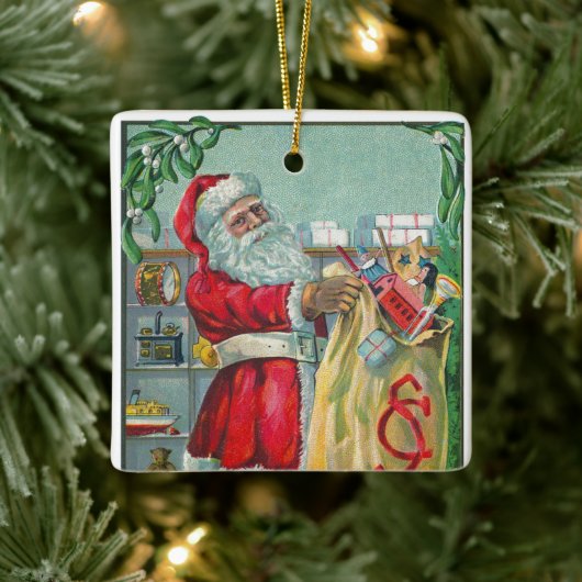 サンタビクトリアンクロースのおもちゃつき セラミックオーナメント (ツリー)