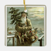 サンタビクトリアンクロースのおもちゃつき セラミックオーナメント (正面)