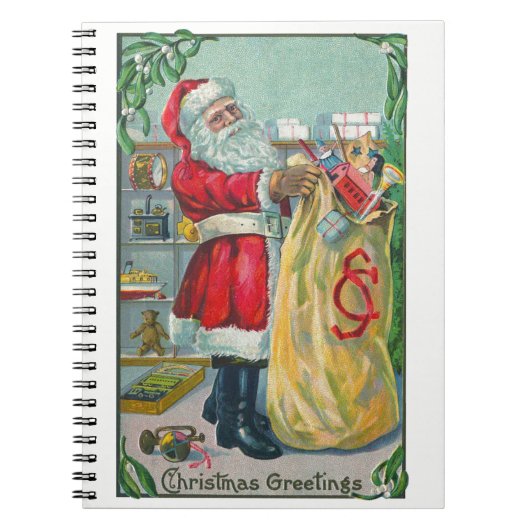 サンタビクトリアンクロースのおもちゃつき ノートブック (正面)