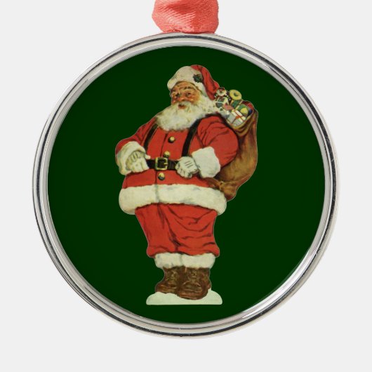 サンタビクトリアンクロースのおもちゃつき メタルオーナメント (正面)
