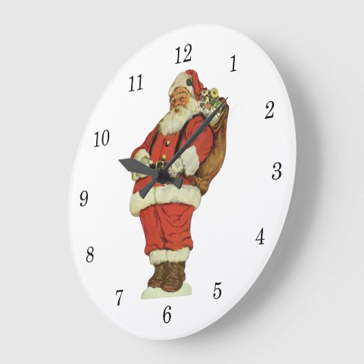 サンタビクトリアンクロースのおもちゃつき ラージ壁時計 (傾斜)