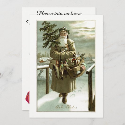 サンタビクトリアンクロースのおもちゃつき 招待状 (正面/裏面)