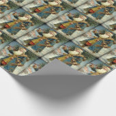 サンタビクトリアンクロースのクリスマスヴィンテージ ラッピングペーパー (角)