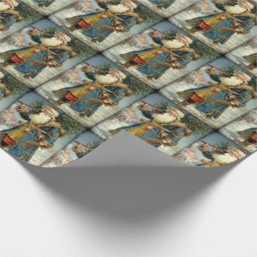 サンタビクトリアンクロースのクリスマスヴィンテージ ラッピングペーパー (角)