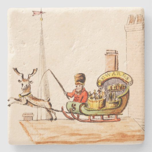 サンタビクトリアンクロースのクリスマス ストーンコースター (正面)