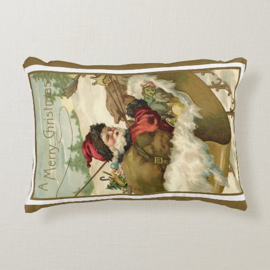 サンタビクトリアンクロースのヴィンテージクリスマス アクセントクッション (正面)