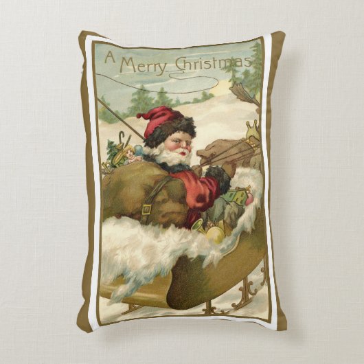 サンタビクトリアンクロースのヴィンテージクリスマス アクセントクッション (正面(垂直))