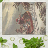 サンタビクトリアンクロースのヴィンテージクリスマス キッチンタオル (折り畳み)