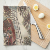 サンタビクトリアンクロースのヴィンテージクリスマス キッチンタオル (四つ折り)