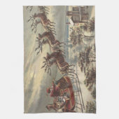 サンタビクトリアンクロースのヴィンテージクリスマス キッチンタオル (縦)