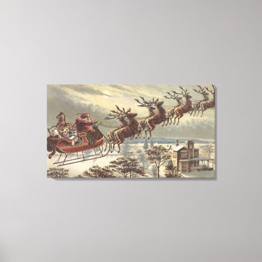 サンタビクトリアンクロースのヴィンテージクリスマス キャンバスプリント (正面)