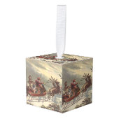 サンタビクトリアンクロースのヴィンテージクリスマス キューブオーナメント (正面アングル)