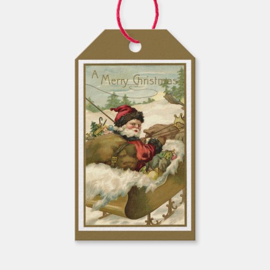 サンタビクトリアンクロースのヴィンテージクリスマス ギフトタグ (正面)