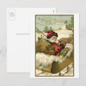 サンタビクトリアンクロースのヴィンテージクリスマス シーズンポストカード (正面/裏面)