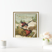 サンタビクトリアンクロースのヴィンテージクリスマス スクエア壁時計 (ホーム)