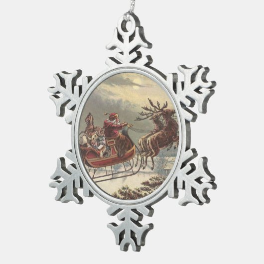 サンタビクトリアンクロースのヴィンテージクリスマス スノーフレークピューターオーナメント (右)