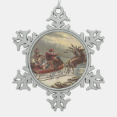 サンタビクトリアンクロースのヴィンテージクリスマス スノーフレークピューターオーナメント (正面)