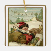 サンタビクトリアンクロースのヴィンテージクリスマス セラミックオーナメント (正面)