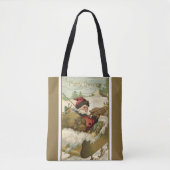 サンタビクトリアンクロースのヴィンテージクリスマス トートバッグ (正面)