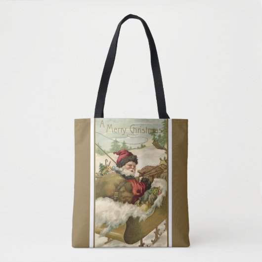 サンタビクトリアンクロースのヴィンテージクリスマス トートバッグ (正面)