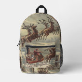 サンタビクトリアンクロースのヴィンテージクリスマス プリントバックパック (正面)