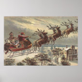 サンタビクトリアンクロースのヴィンテージクリスマス ポスター (正面)