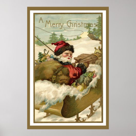 サンタビクトリアンクロースのヴィンテージクリスマス ポスター (正面)