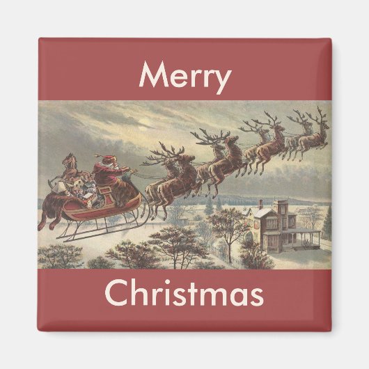 サンタビクトリアンクロースのヴィンテージクリスマス マグネット (正面)