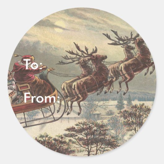 サンタビクトリアンクロースのヴィンテージクリスマス ラウンドシール (正面)