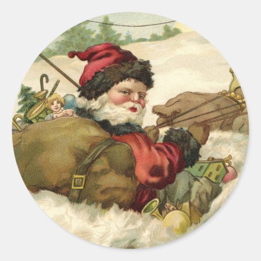 サンタビクトリアンクロースのヴィンテージクリスマス ラウンドシール (正面)