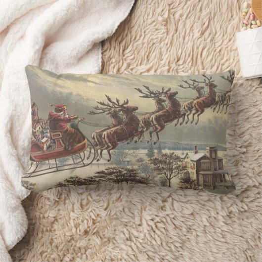 サンタビクトリアンクロースのヴィンテージクリスマス ランバークッション (ブランケット)