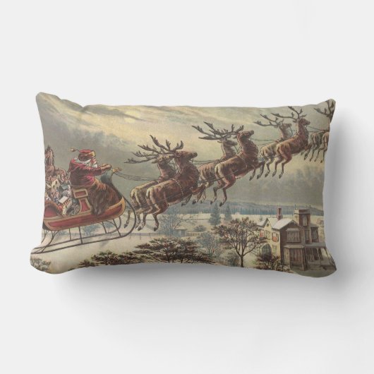 サンタビクトリアンクロースのヴィンテージクリスマス ランバークッション (正面)