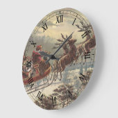 サンタビクトリアンクロースのヴィンテージクリスマス ラージ壁時計 (傾斜)